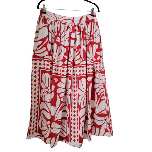 H&M Size 8 Red & White Poplin Maxi Skirt, Excellent Like New Condition - Picture 2 of 10